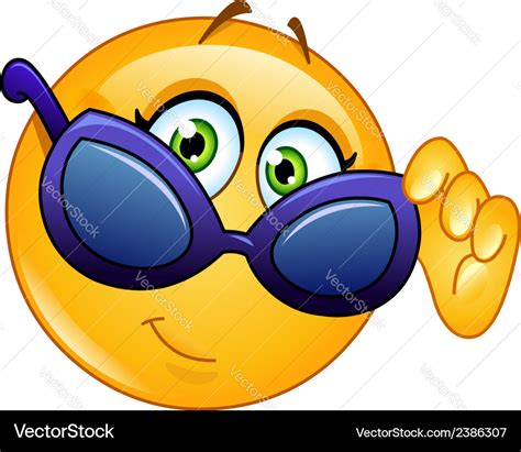 Cute Smiling Emoticon Wearing Black Sunglasses Emoji Vector