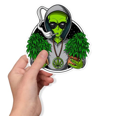 Alien Stoner Weed Grower Funny Cannabis Sticker Psychonautica