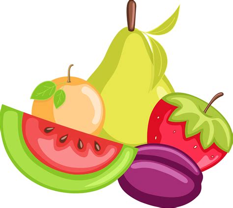 Fresh Fruit Bunch Collection Vitamin Banana Pear Watermelon Clipart Png