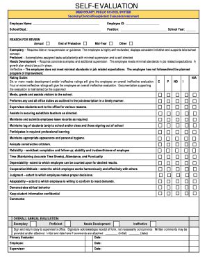 The self evaluations in appraisal process help a company to understand how the employees carry out the tasks given to them, how they perceive themselves about their performance in comparison with others, what trainings they believe they need and grades they deserve. self evaluation form for receptionist - Fill Out Online ...
