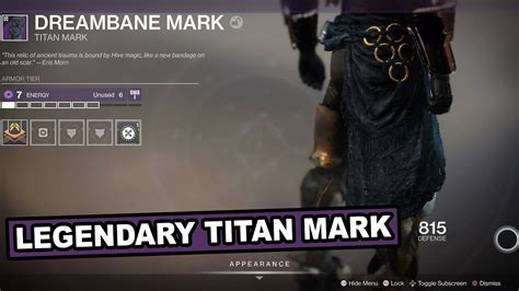 Destiny 2 Shadowkeep Legendary Titan Mark Dreambane Mark Youtube