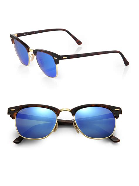 Ray Ban Clubmaster Mirrored Lens Sunglasses In Blue For Men Lyst