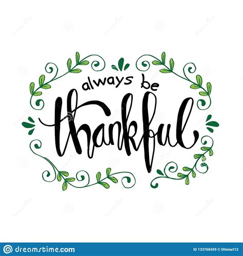 Always Be Thankful Hand Drawn Lettering Phrase Stock Vector