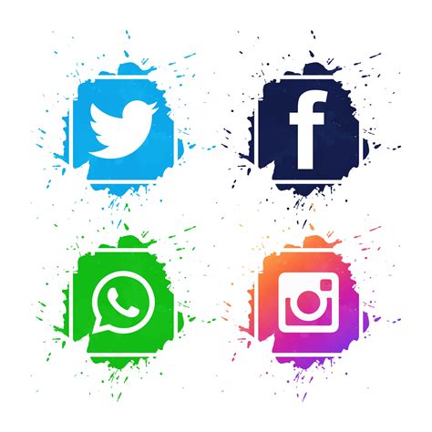 Beautiful Social Media Icons Set Design Vector 245996 Vector Art At