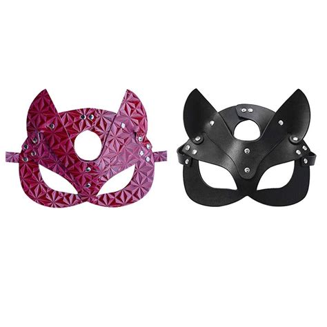 erotic women sexy diamond pattern mask half face fox cosplay leather sex cat mask halloween