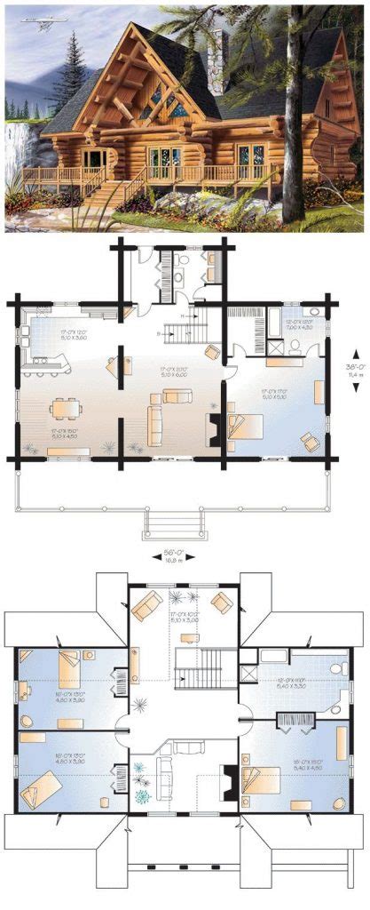 This small 3 bedroom house plan shows a two bathroom house and cleverly also manages to include an indoor laundry area. New 4 Bedroom Log Home Floor Plans - New Home Plans Design