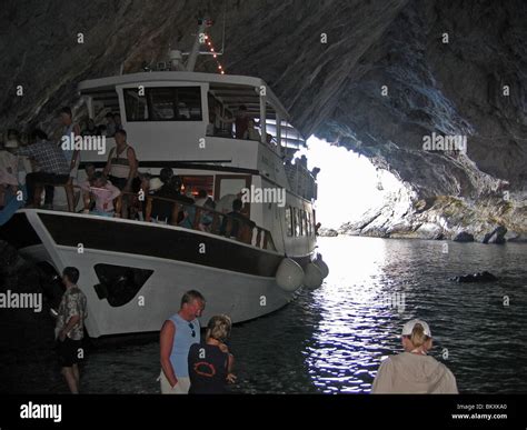 A Boat In The Papanikolis Cave Meganissi Island Greece The Cave Got