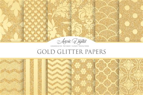 Gold Glitter Digital Paper By Aveniedigital