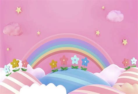Laeacco Dreamy Unicorn Colorful Rainbow Sky Cloud Birthday Party Baby