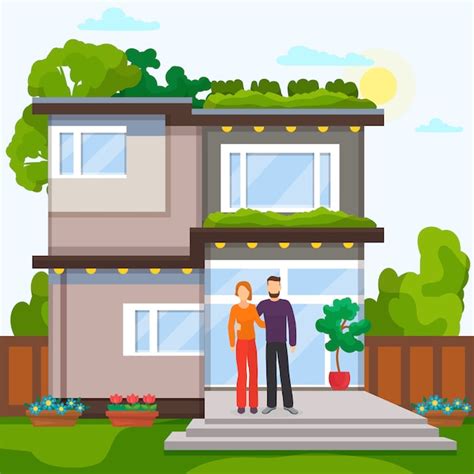 Premium Vector Home Couple Illustration Estate Property House