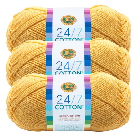 Lion Brand Yarn 247 Cotton Lemon Mercerized Natural Fiber Medium