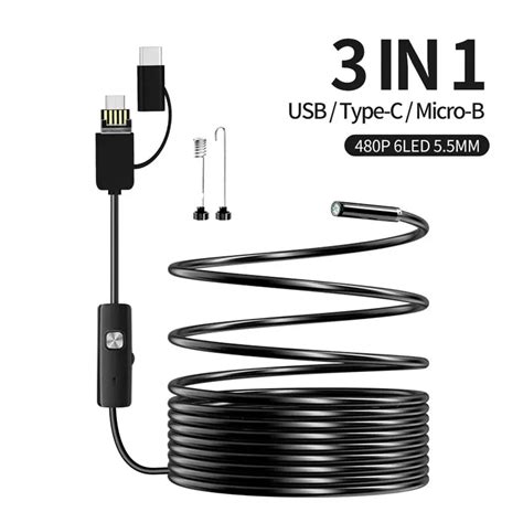 C Mara Endosc Pica USB C Boroscopio De Inspecci N Con 6 Luces LED