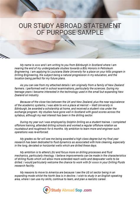 View This Study Abroad Statement Of Purpose Sample And Get Inspiration