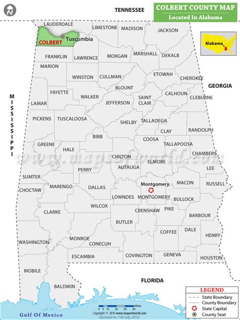 Colbert County Map Alabama
