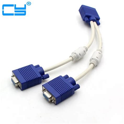 Rgb Vga Svga Male To 2 Vga Two Hdb15 Female Splitter Adapter Extension