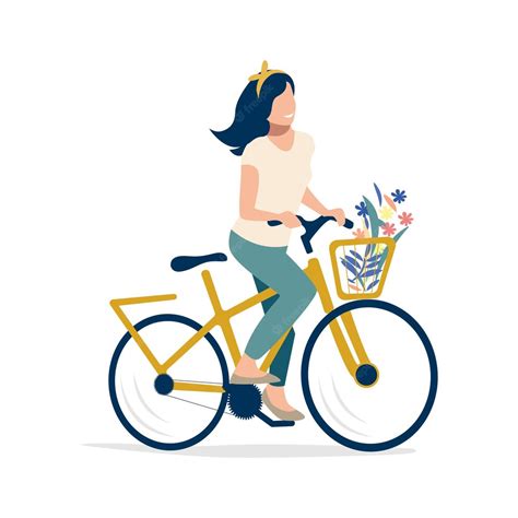 Premium Vector Girl Riding A Bike