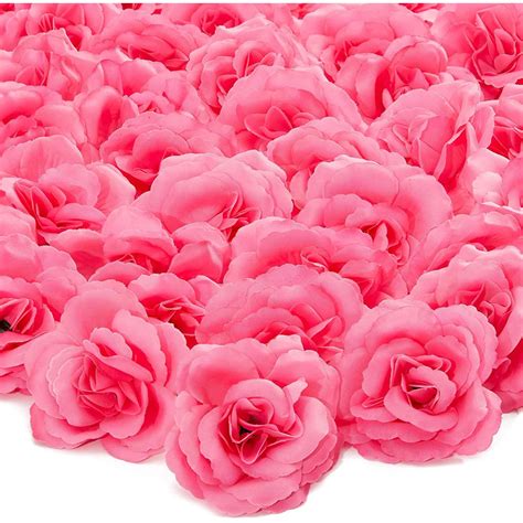 Pack Artificial Fake Silk Rose Flower Heads For Wedding Decoration