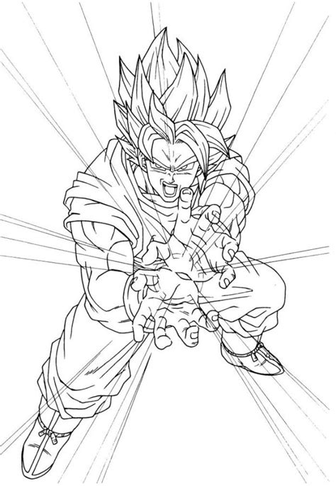 Nosotros ponemos a tu alcance este espectacular dibujo para que diseñes el traje de vegeta y pintes su pelo Dibujos de Goku para colorear - Colorear24.com