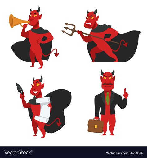Demon Or Devil In Cloak With Horns And Tail Satan Vector Image
