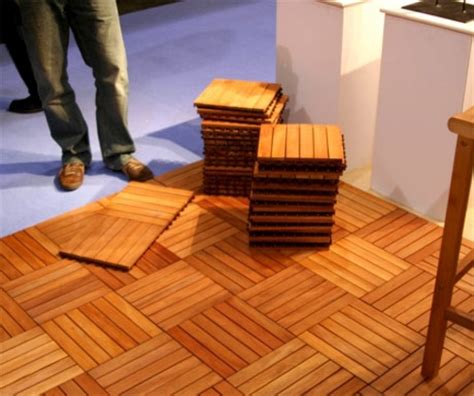 Home improvement reference related to wood floor tiles ikea. Lay patio and balcony with wooden tiles - Use wood tiles ...