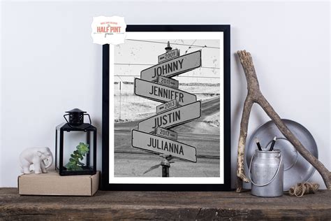 Personalized Intersection Street Sign Digital File With 4 Etsy