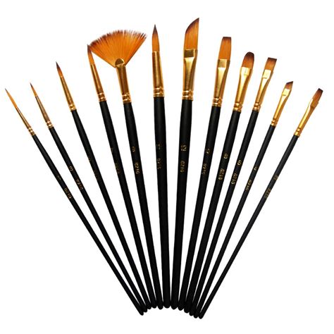 12pcsset New Different Size Artist Nylon Hair Paint Brush Acrylic Oil