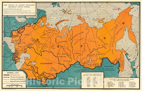 Historic Map The Union Of Soviet Socialist Republics Soviet Union
