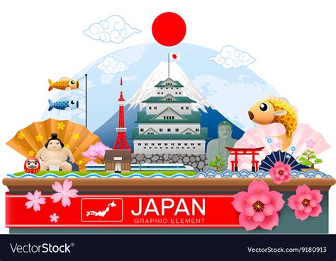 Japan Infographic Travel Place And Landmark Vector Image