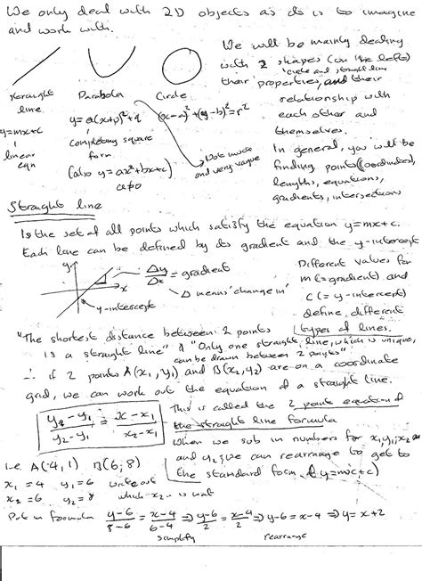 A Level Maths Notes Coordinate Geometry Straight Lines And Gradients