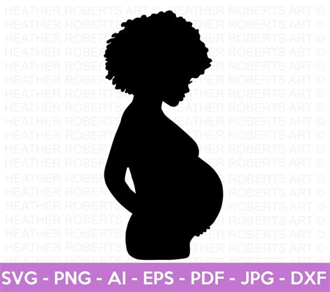 Black Pregnant Woman Svg Silhouette Black Pregnant Woman Etsy
