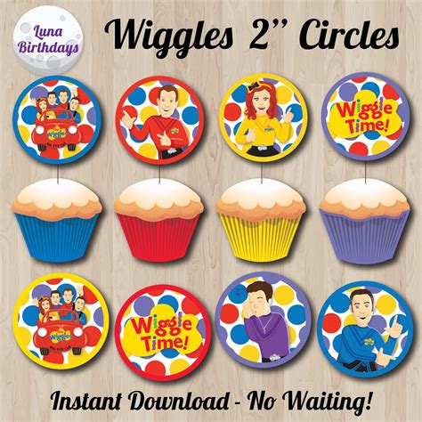 Wiggles Cupcake Toppers Wiggles 2 Inch Circles Wiggles Party