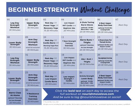 This exercise plan will actually help each beginner to be ready for exercising regularly. Fitness Challenge: 30-Day Beginner Workout Plan | Nourish ...