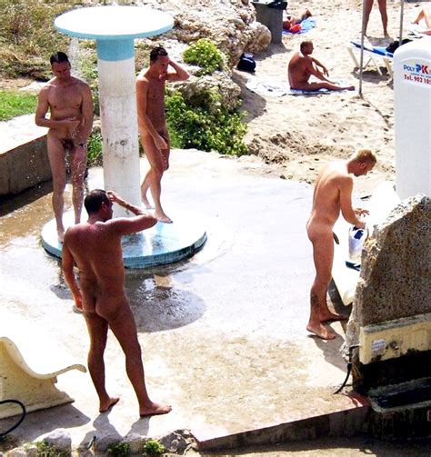 Shower Lads Bare Naked At The Beach Shower