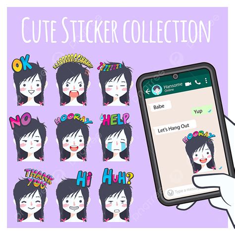 Cute Girl Emoji Sticker Collection Social Media Chat Png And Vector