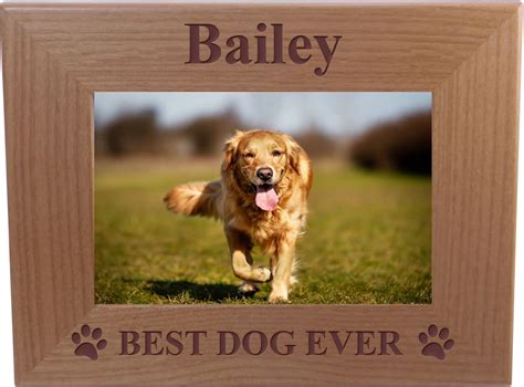 Custom Best Dog Ever Engraved Wood Picture Frame Holds