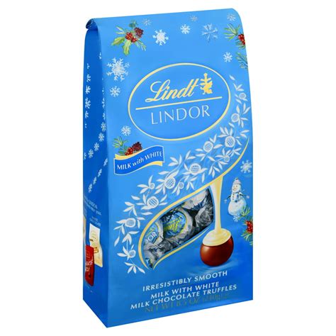 Lindt Lindor Milk With White Chocolate Candy Truffles 85 Oz Bag