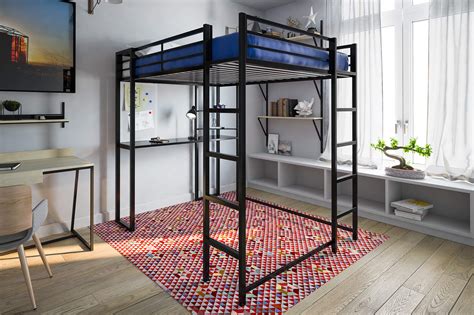 Loft bed with closet underneath. DHP Loft Bed Metal Frame Full Size w/ Desk Ladder Black ...