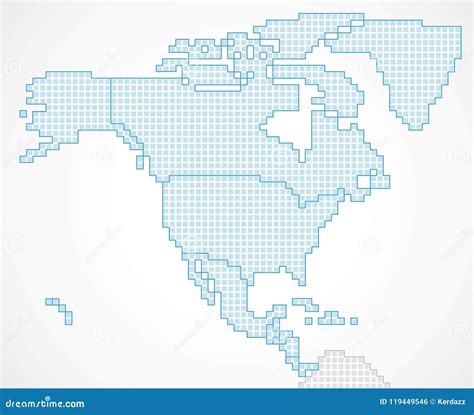 North America Continent With State Borders Stock Vector Illustration