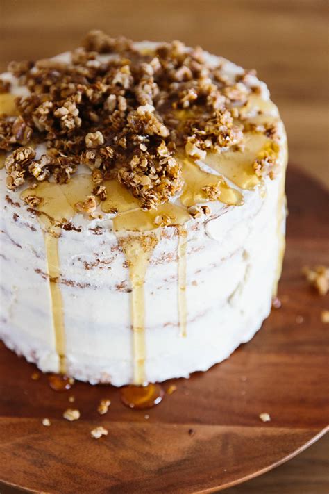 Homemade nut cake on wooden background. Recipe: Honey-Apple Layer Cake | Kitchn