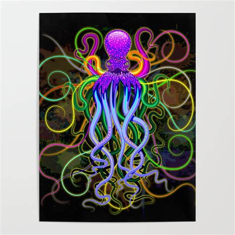 Octopus Psychedelic Luminescence Poster By Bluedarkart Society6