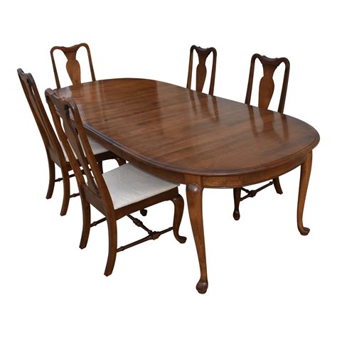 Ethan Allen Classic Manor Solid Maple Dining Table And 5 Chairs