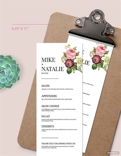 Modern Wedding Menu Template In PSD Publisher Pages Word