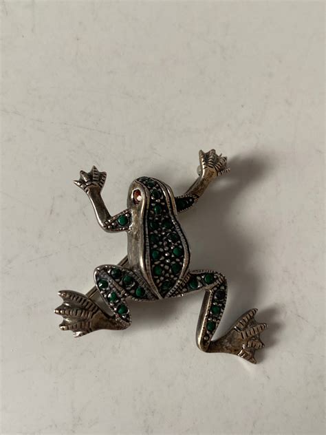 Marcasite Vintage Frog Pin Brooch Etsy