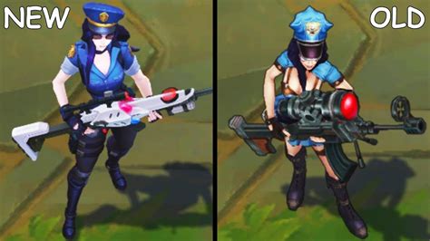 All Caitlyn Skins New And Old Texture Comparison Rework 2021 League Of