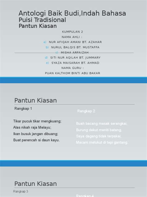 Maybe you would like to learn more about one of these? Antologi Pantun Kiasan Tingkatan 2