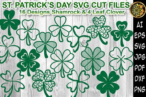 St Patrick Day Shamrock 4leaf Clover Svg Cutting Files By Mandala