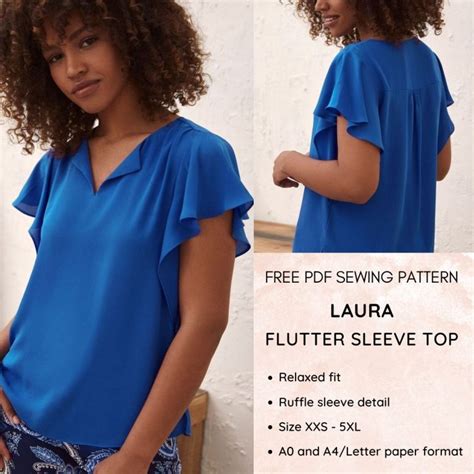 Laura Flutter Sleeve Top Free Pdf Sewing Pattern Tiana S Closet