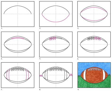 Easy How To Draw A Football Tutorial And Football Coloring Page
