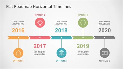 Flat Roadmap Horizontal Timelines For Powerpoint Timeline Infographic