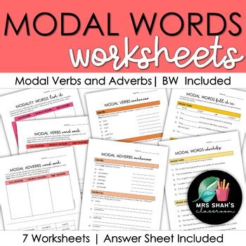 Modality Words Word List Modal Verbs And Modal Adverbs Tpt Hot Sex